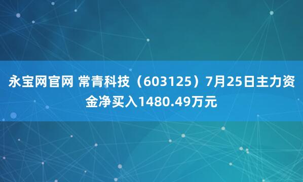 永宝网官网 常青科技（603125）7月25日主力资金净买入1480.49万元