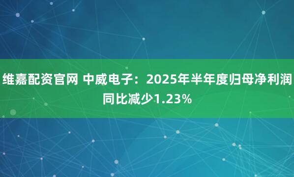 维嘉配资官网 中威电子：2025年半年度归母净利润同比减少1.23%
