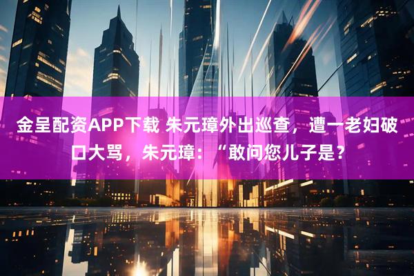 金呈配资APP下载 朱元璋外出巡查，遭一老妇破口大骂，朱元璋：“敢问您儿子是？