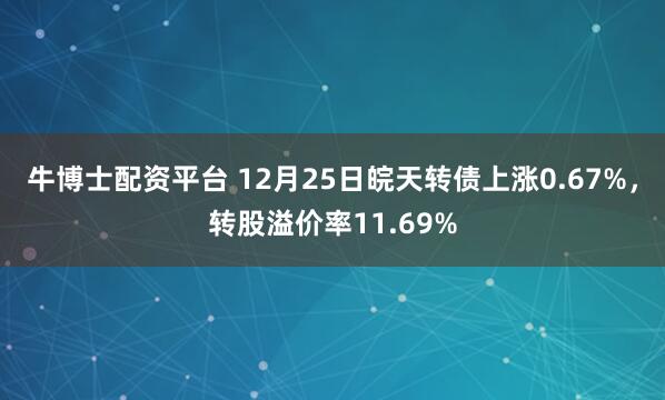 牛博士配资平台 12月25日皖天转债上涨0.67%，转股溢价率11.69%