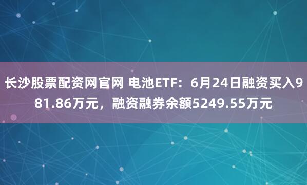 长沙股票配资网官网 电池ETF：6月24日融资买入981.86万元，融资融券余额5249.55万元