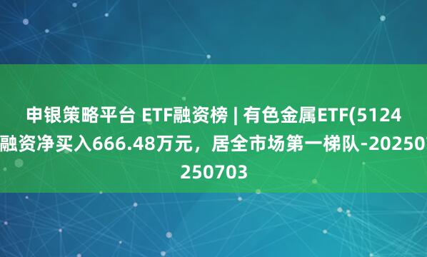 申银策略平台 ETF融资榜 | 有色金属ETF(512400)融资净买入666.48万元，居全市场第一梯队-20250703