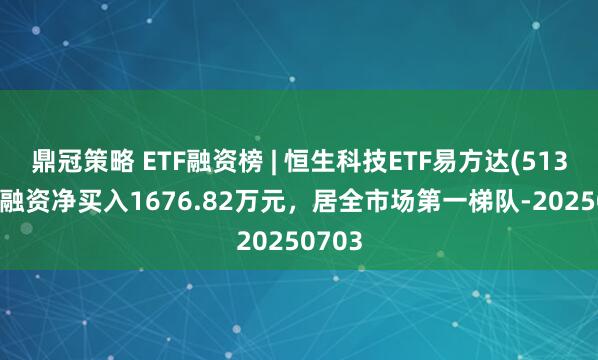 鼎冠策略 ETF融资榜 | 恒生科技ETF易方达(513010)融资净买入1676.82万元，居全市场第一梯队-20250703