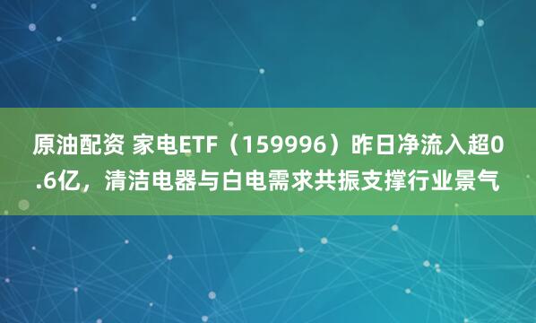 原油配资 家电ETF（159996）昨日净流入超0.6亿，清洁电器与白电需求共振支撑行业景气